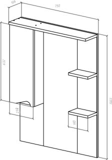 Зеркало-шкаф с подсветкой Bellezza Эйфория 80см левый красный 00000005413