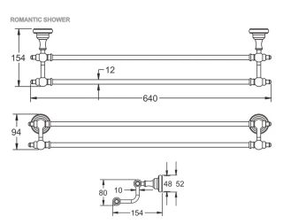 Полотенцедержатель Rose RG1127Q 64см бронза