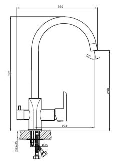 Смеситель для кухни Haiba HB76805-7 с подключением фильтра питьевой воды чёрный матовый