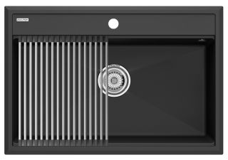 Комплект Paulmark: мойка Stepia 80 и ролл-мат Step PM117551-WH+R375-BS белый/брашированная нержавеющая сталь