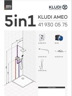 Душевой комплект Kludi Ameo 418310575 с термостатом хром