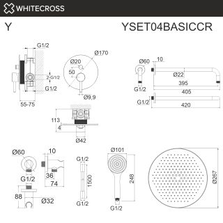 Душевой комплект WHITECROSS YSET04BASICCR хром
