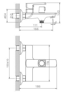 Смеситель для ванны Haiba HB60176 хром