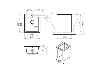 Мойка кухонная Granula Kitchen Space 4201, ЧЁРНЫЙ