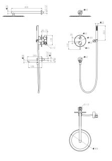 Душевая система скрытого монтажа Grocenberg GB5099GO-1 Золото