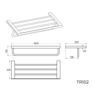 Полка для полотенец Knotlor  TR102GM, оружейная сталь