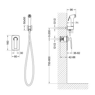 Гигиенический душ Timo Helmi со смесителем чёрный 4089/03SM