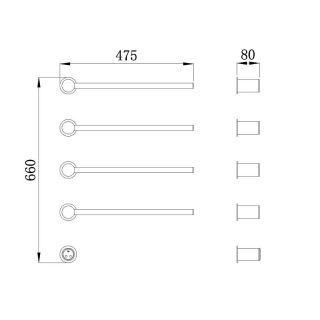 Полотенцесушитель электрический Raglo R350.52.03 47 см встраиваемый сенсорный с терморегулятором золотой сатин