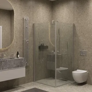 Душевой уголок на монопетле by Deonria U-80-79-6-T-HM 80x79см хром матовый/прозрачный