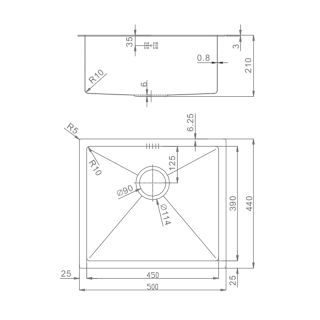 Кухонная мойка Raglo R703.5044.09 50 см графит