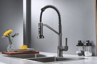 Смеситель для кухни Shevanik S963T оружейная сталь