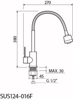 Смеситель для кухни РМС SUS124-016F нержавеющая сталь