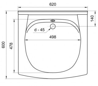 Раковина Кувшинка Элегантс для установки над стиральной машиной 60см