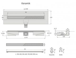 Душевой лоток Berges В1 Keramik 092116 50см золото