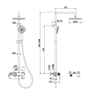 Душевая стойка Kohr ZORN 1LN080300DB-0000A чёрный