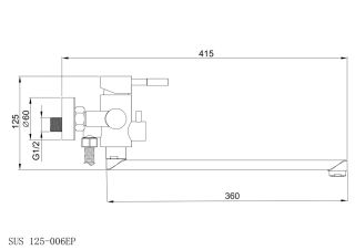 Смеситель для ванны с душем РМС SUS125-006EP нержавеющая сталь