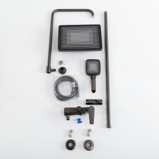 Душевая стойка Cezares со смесителем и изливом LINER-CVD-GM оружейная сталь