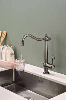 Смеситель для кухни Paulmark Retro Re213226-GM воронёная сталь