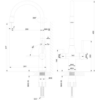 Смеситель для кухни Lemark Expert LM5083LGN-Black с подключением к фильтру с питьевой водой чёрный/золото