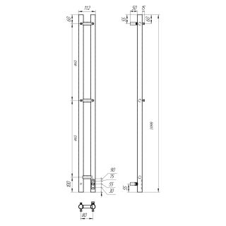 Полотенцесушитель электрический APEXTERMO Luna LN10111WM 1100x80 с крючками белый матовый
