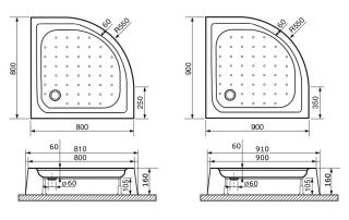 Поддон для душа RGW LUX/TN-Р 90х90х160
