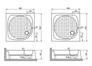 Акриловый поддон для душа RGW LUX/TN 16180199-21 900х900х150