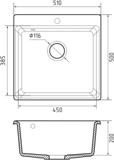 Мойка кухонная GranFest LEVEL LV-510 иней