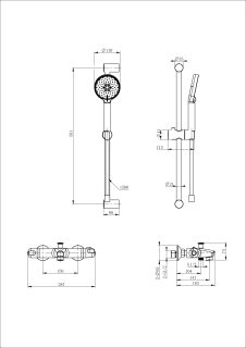 Смеситель для ванны с душевым гарнитуром Wonzon & Woghand  WW-C2001-A-MB с термостатом чёрный матовый