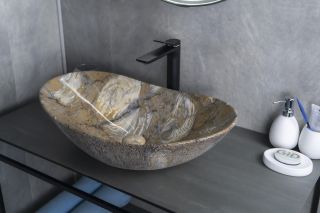 Раковина Gid Mnc811T 54477 накладная под камень глянцевая 61x37x15