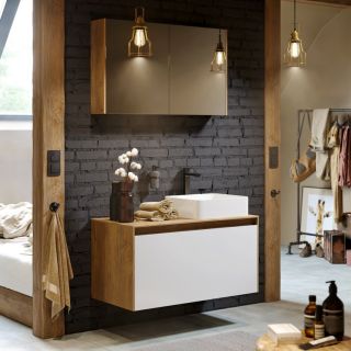 Подвесная тумба под раковину Aqwella Mobi MOB0108DB+MOB0708W 80 см