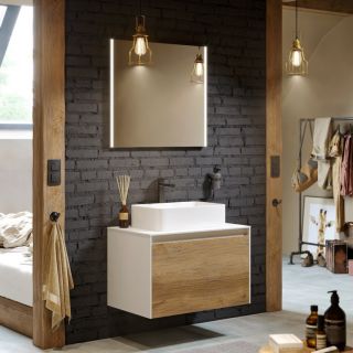 Подвесная тумба под раковину Aqwella Mobi MOB0108W+MOB0708BS 80 см