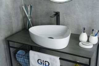 Раковина Gid N9386 51139 накладная белая 50x40x12