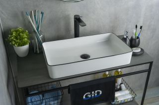 Раковина Gid Nc9399 52225 накладная белая / черная 60x34x11