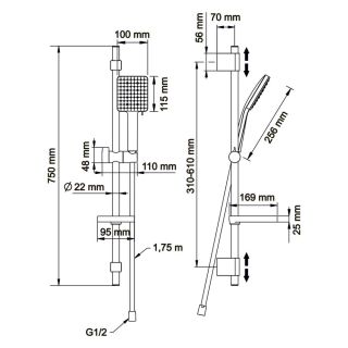 Душевой гарнитур Swedbe Hermes 5112B чёрный