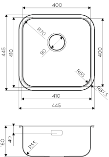 Мойка кухонная Omoikiri Omi 44-U/IF-IN Quadro нерж.сталь/нержавеющая сталь