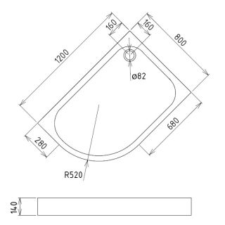 Душевой поддон Gemy ST18 R 120x80