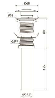 Донный клапан для раковины Point PN000Z1BM без перелива чёрный матовый