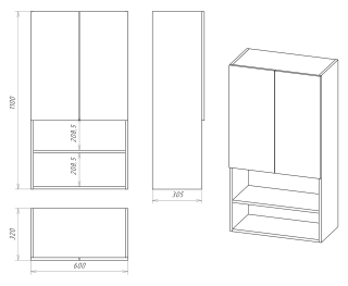 Подвесной шкаф над стиральной машиной Misty Поло 60см антрацит/дуб Галифакс белый