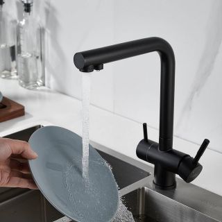 Смеситель для кухни Shevanik S468H с подключением фильтра чёрный