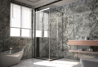 Душевой уголок Veconi Premium Trento PTC-SP-40GR, 1300х900x2000, брашированный графит, стекло прозрачное