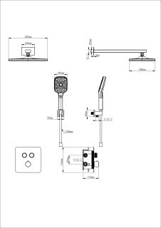 Душевой комплект Wonzon & Woghand WW-B4003-MB с термостатом чёрный матовый