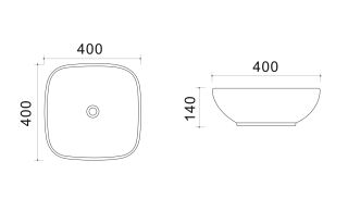 Раковина накладная Azario 40х40х14 фаянс (AZ41016)