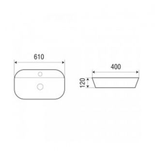 Раковина накладная Azario 61х40х12 фаянс(AZ2203)