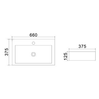 Раковина накладная Azario 66х37.5х12.5 фаянс (AZ4310)