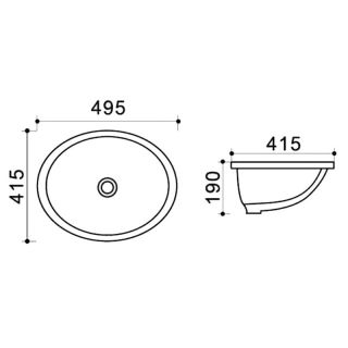 Раковина встраиваемая снизу Azario 41.5х49.5х19, фаянс (AZ90820)