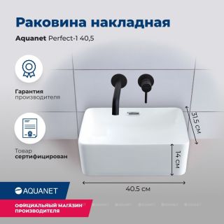 Раковина накладная Aquanet Perfect-1 273675 40 см белый
