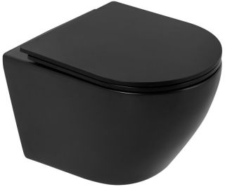 Комплект 4 в 1 BelBagno BB062CHR-MB/BB062SC-MB/BB002-80/BB007-PR-NERO.M унитаз подвесной COLORATO BB062CHR-MB с сиденьем BB062SC-MB система инсталляции для унитазов BB002-80 с кнопкой смыва BB007-PR-NERO.M