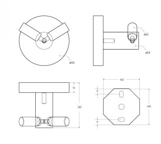 Крючок Cezares Relax HKD-GM оружейная сталь, на шурупах