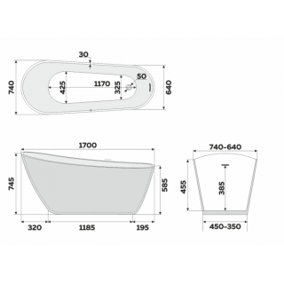 Ванна акриловая Delice Riviera DLR440103Bk 170х74 черная матовая