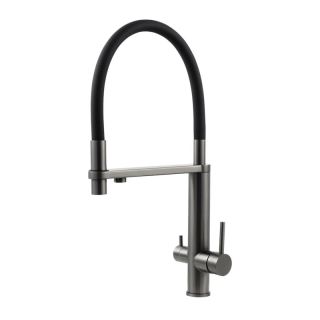 Смеситель для кухни с подключением фильтра Knotlor SS-15/GM, вороненая сталь